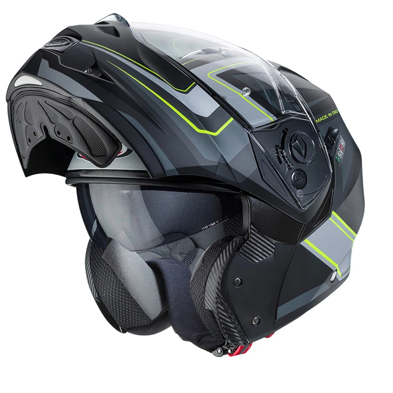 Policarbonato Casco Modulare Caberg Duke 2 Tour Nero Giallo Fluo