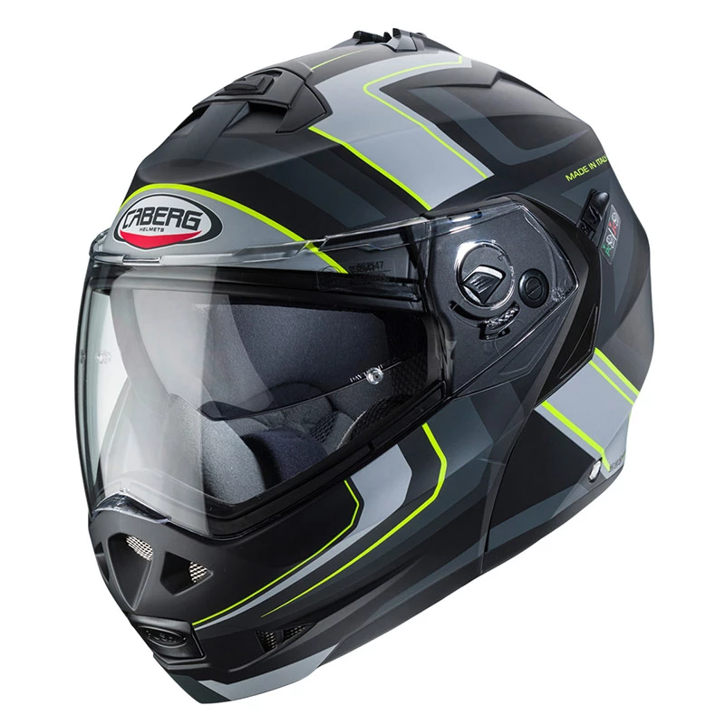 Policarbonato Casco Modulare Caberg Duke 2 Tour Nero Giallo Fluo - immagine 2