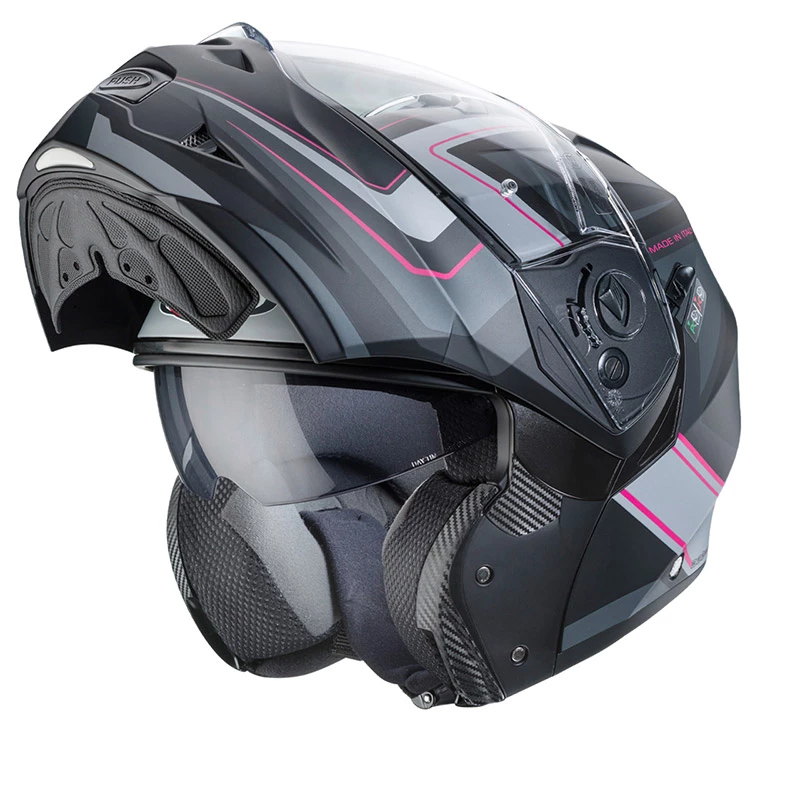 Policarbonato Casco Modulare Caberg Duke 2 Tour Rosa Argento