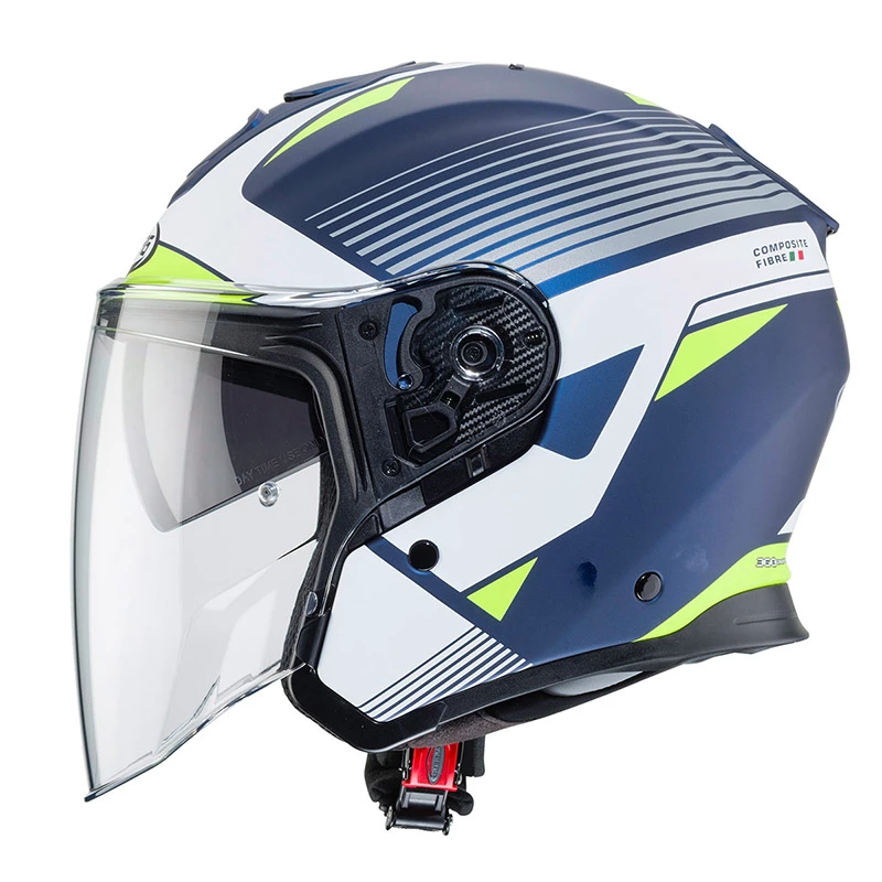 Fibra Casco Caberg Flyon Rio Blu Opaco Bianco Giallo - immagine 2